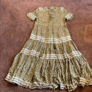 Free People Olive Floral Maxi Dress NWT M